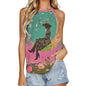 Baha Ranch Cowgirl on the Moon Retro Pop Western Tank Top - white - Tanks & Camis