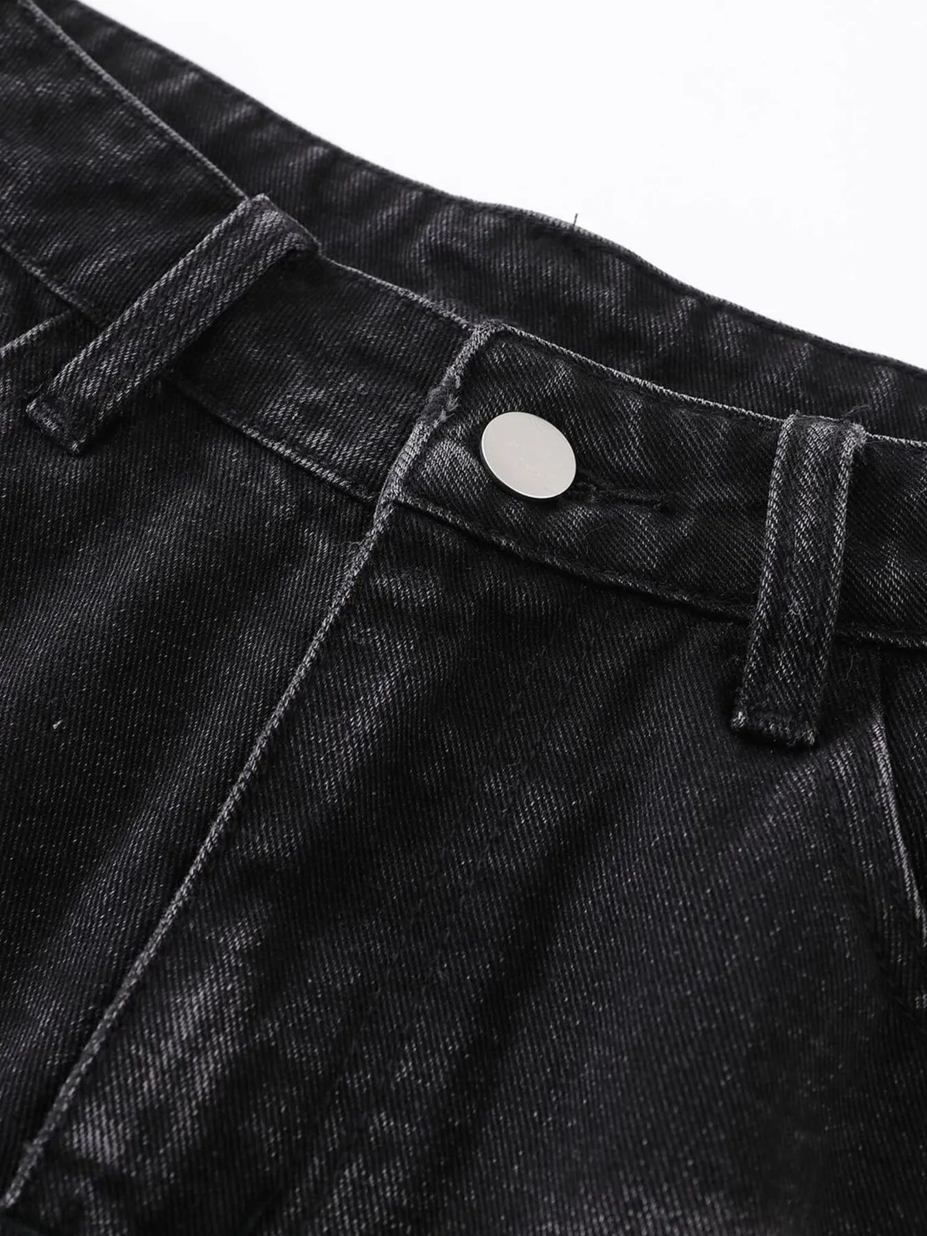 Men's Distressed Denim Shorts with Plaid Patches - -