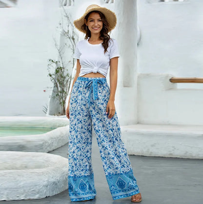 Wide Leg High Waist Chiffon Pants