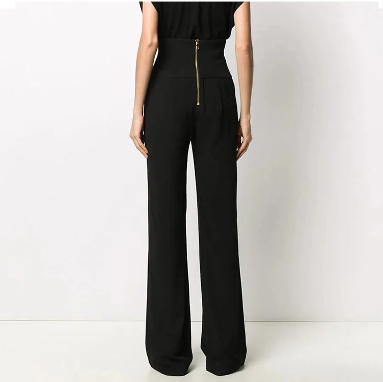 Comfortable Front Button Back Zipper Loose Pant