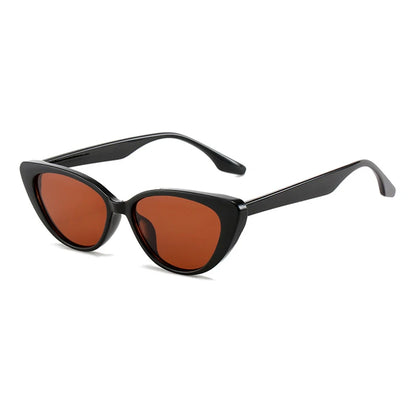 Retro Triangle Cat Eye Women Outdoor Sunglasses black tan