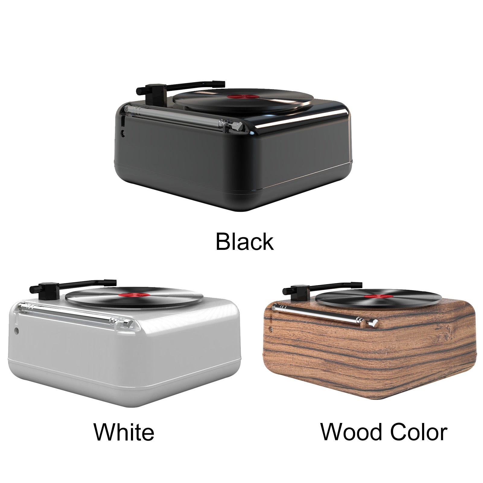 HIFI Bluetooth FM Radio Mini Portable Stereo H3 Retro Vinyl Turntable Speaker