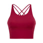 Comfort Full Support Padded Wire Free Cross Back Yoga Sports Bra Seamless Red