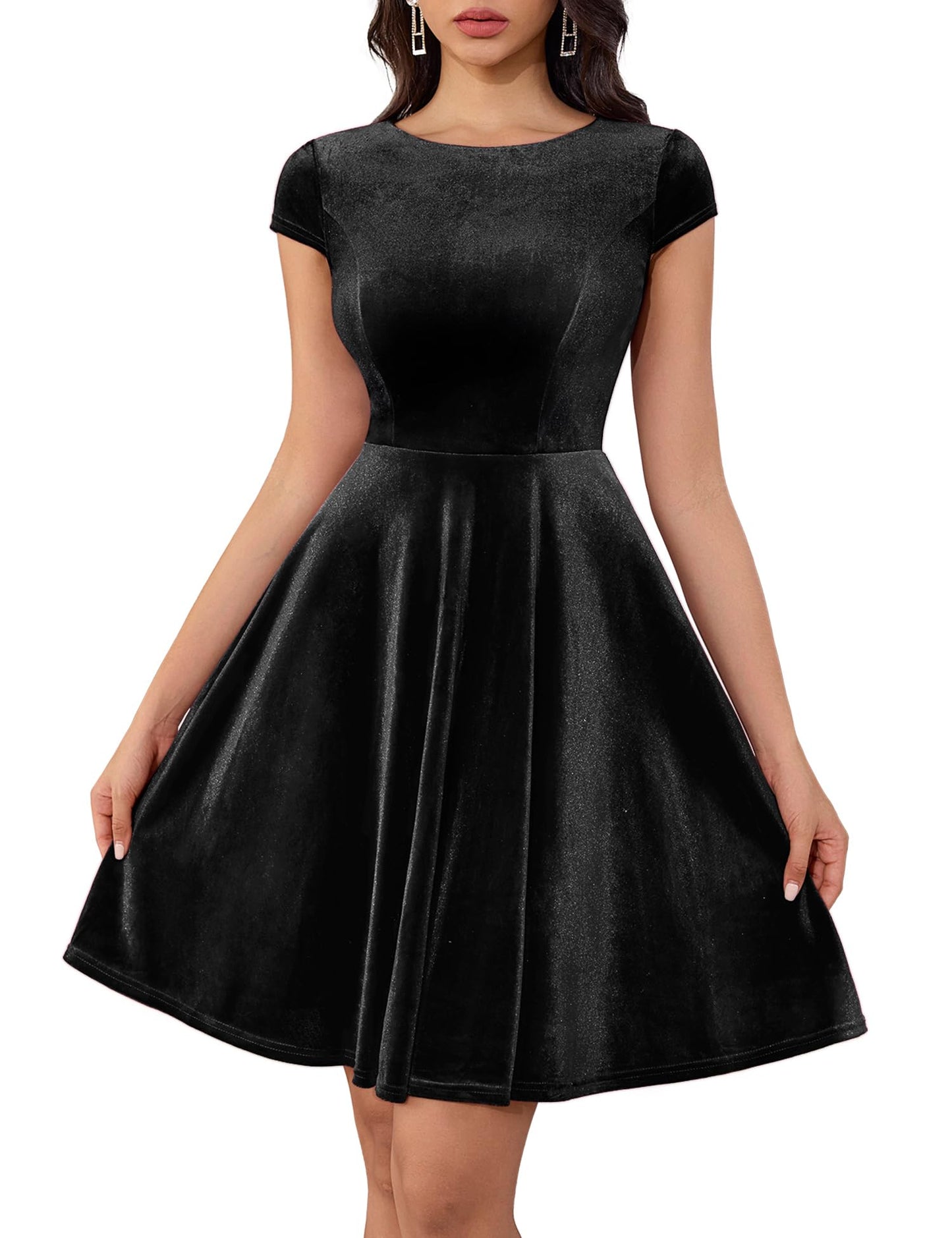 Velvet Vibe 1956SR Swing Dress - Velvet-black XX-Large - dress