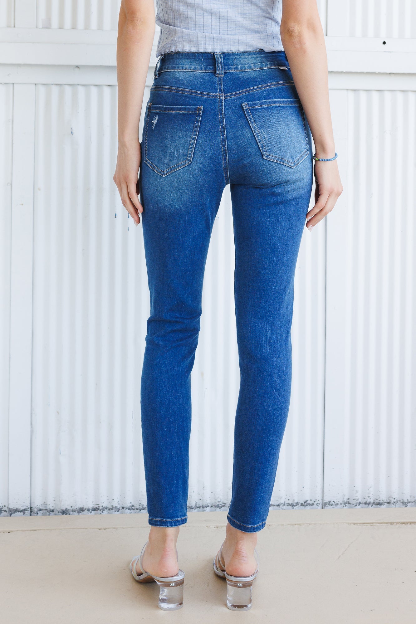 High Rise 5 Button Skinny Jeans - - Skinny Jeans