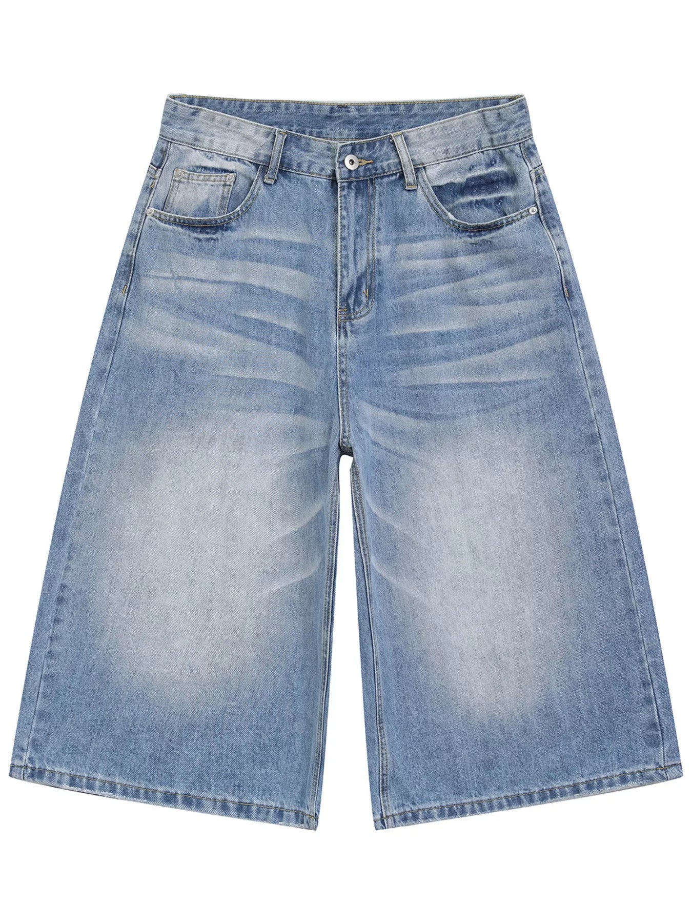 Men's Wide Leg Cropped Jeans - -
