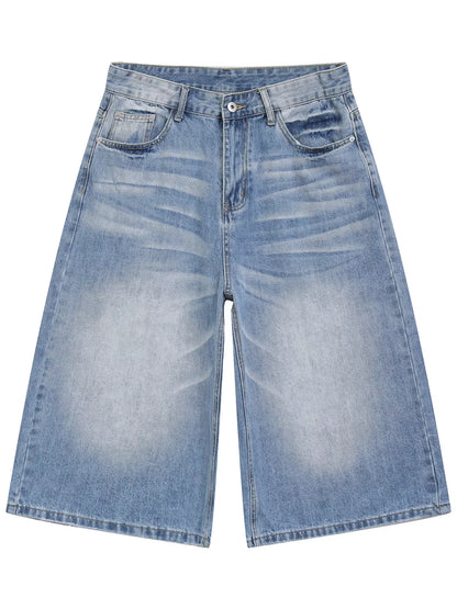 Men's Wide Leg Cropped Jeans - -