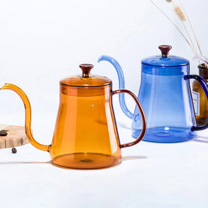 350/600ml Stained Glass Kettle Hanging Ear Coffee Hand Pot Coffee Maker Teapot