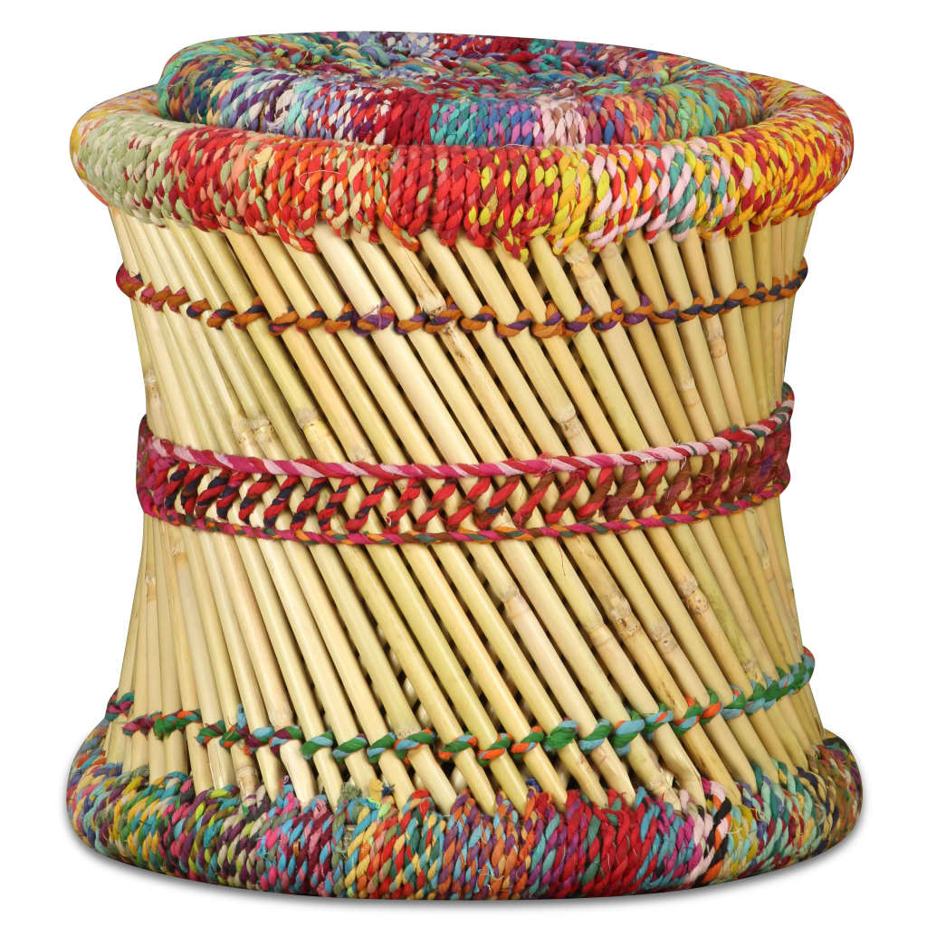 Handwoven Chindi Stool Set (2 Pieces) - - Stool