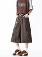 Men's Full Size Wide Leg Cargo Shorts Plus Size - Brown -