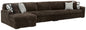 Midnight-Madness - Sectional - Dark Brown 3 Pc. Left Arm Facing Corner Chaise Sectional - Stationary Sectionals