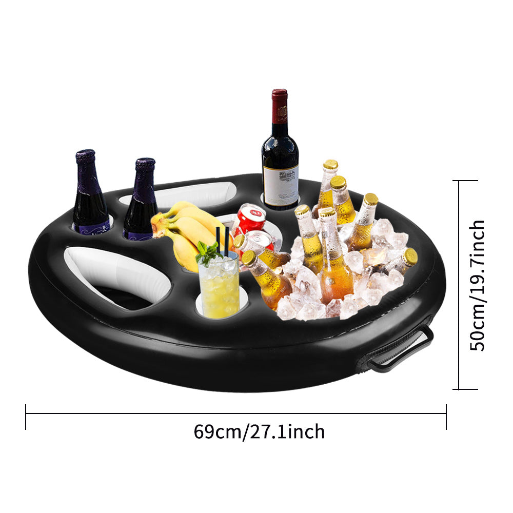 Pineapple Pool Drink Holder & Floating Snack Tray - Black 1 PCS - pool float