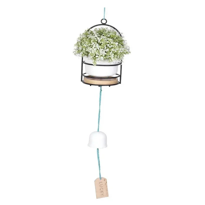 Cute Hanging Planters Ceramic Flower Pot Wind Chimes Plant Holder