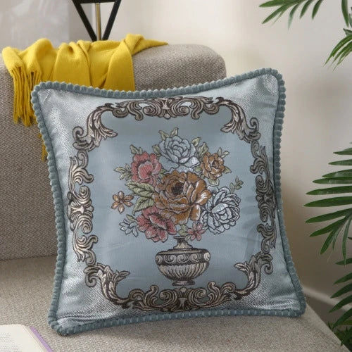 Flower Embroidery Sofa Throw Pillow Pillows & Cushions Blended Jacquard Cover