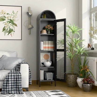 73 In Tall Metal Arched Cabinet Kitchen With Glass Door - - cabinet