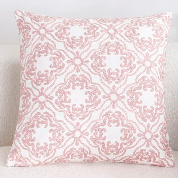 Solid Color Geometric Cushion Cover, Pink Decorative Sofa Cushion Cover