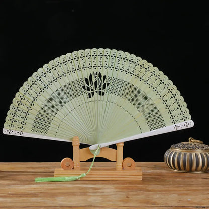 New Chinese Super Fairy Lotus Small Fan Hanfu Qipao Women's Hollow Fan Wedding Photography Props Folding Fan - K6 - Fans