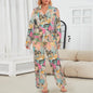 Baha Ranch Pop Western Collage Cowgirl Satin Pajamas - - Pajama Sets