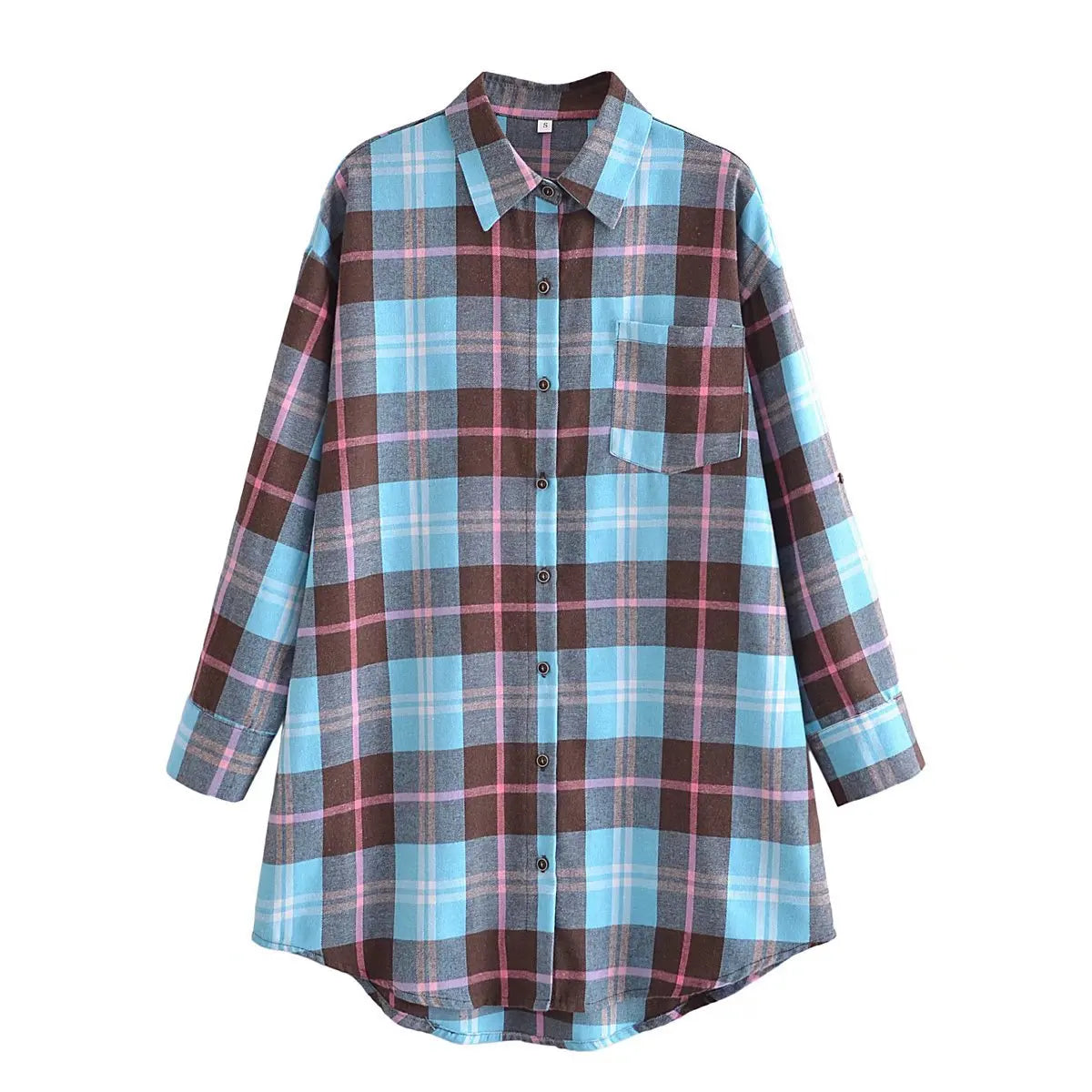 Wholesale New Plaid Dress Lapel Single Breasted Women Shirt Dress