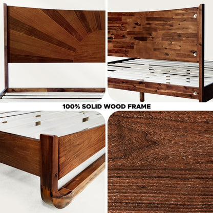 Sunset Solid Wood Bed Frame With Headboard - - Bed Frame