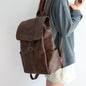 Korean Style Textured Backpack - Dark brown - backpack