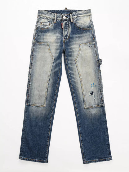 Men's Distressed Wash Jeans - Dark -