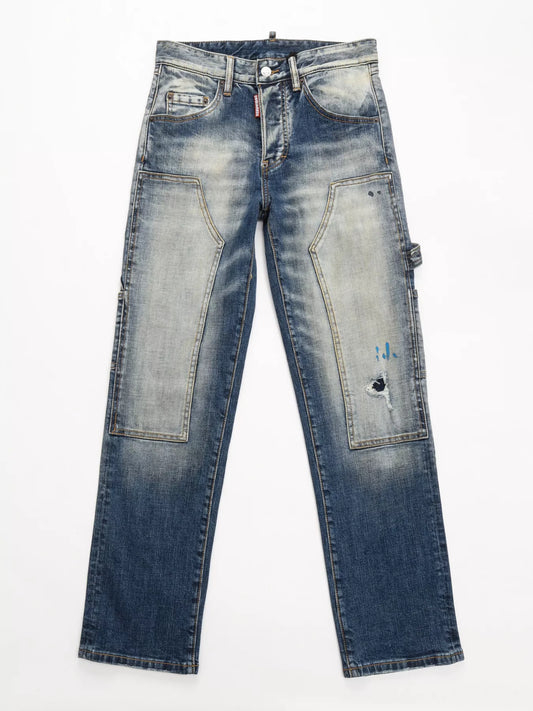 Men's Distressed Wash Jeans - Dark -