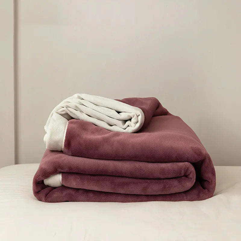 Simple Japanese Style Plain Milk Velvet Casual Blanket - - blanket