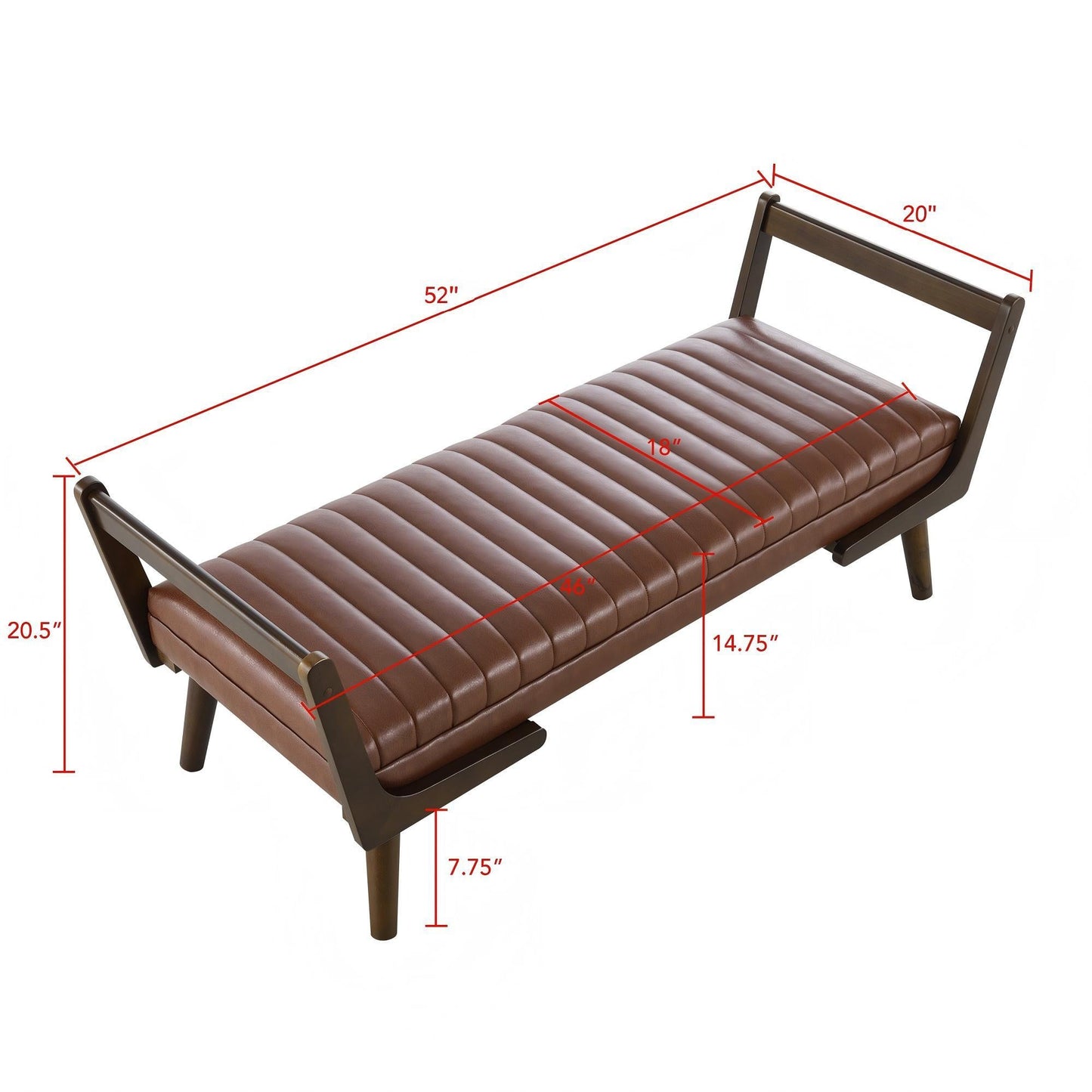 Mid-Century Bench With Wood Legs- Unique Piece Furniture- {{Product type}}