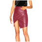 Mini Skirt Solid Color High Waist Faux Leather Pencil Split PU Skirt