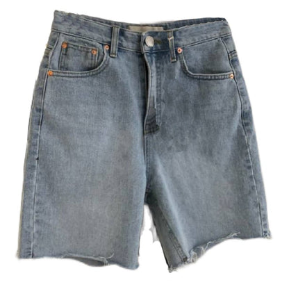 Loose Casual Five-Point Denim Shorts - - shorts