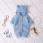 Knit Romper With Hoodie Blue 9-12 months