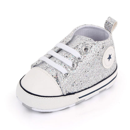 Fashionable Cute Canvas Shoes for Newborn Babies - Sliver 12cm - baby shoes