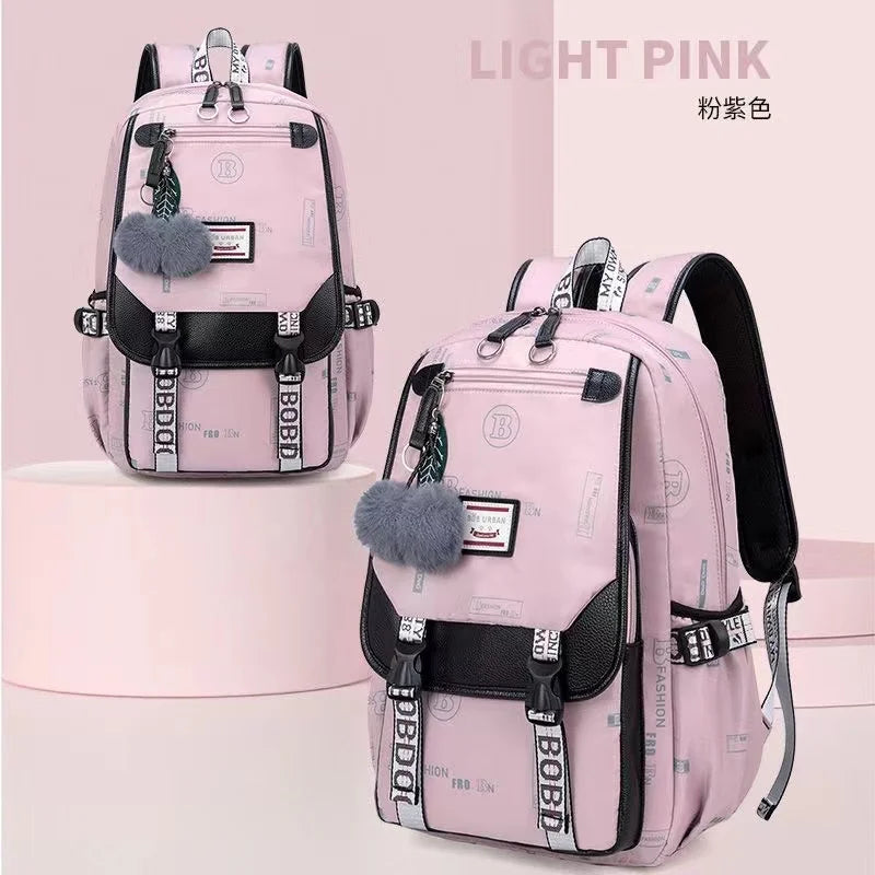 Large School Bags USB Port Canvas Backpack