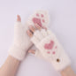 Winter Cat Claw Knit Gloves - White 1 Pair - gloves