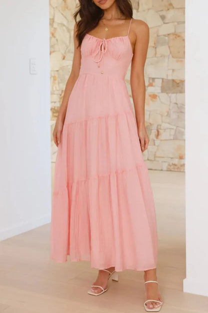 Ruched Smocked Back Cami Dress - -