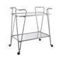 Linon Gina Silver Mid Century Bar Cart with Mirrored Shelves - Silver - bar cart