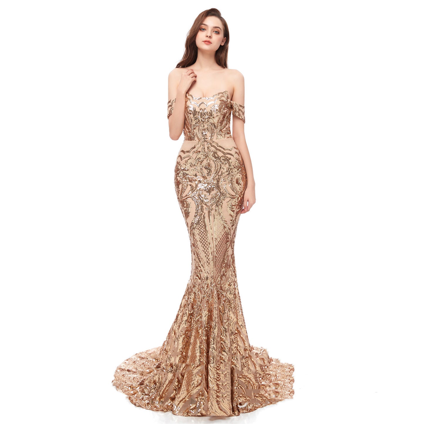 Spring Elegance Sequined Wedding Dress - - dress