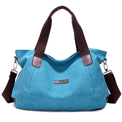 Versatile Canvas Womens Shoulder Tote Bag - blue - handbag