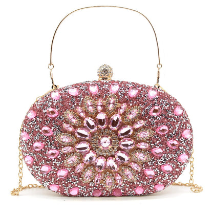 Elegant Rhinestone Evening Clutch - Pink - clutch