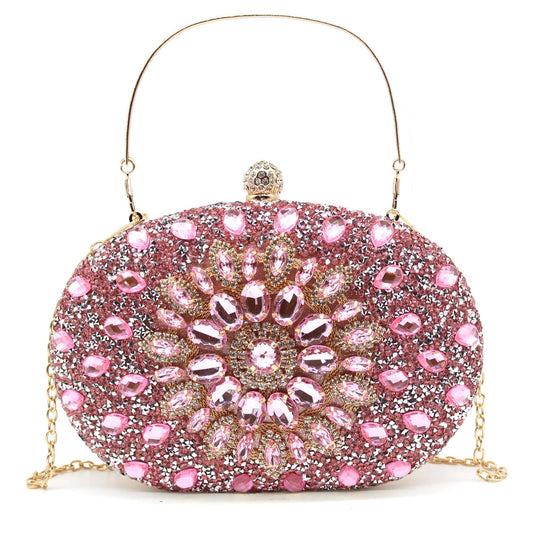 Elegant Rhinestone Evening Clutch - Pink - clutch