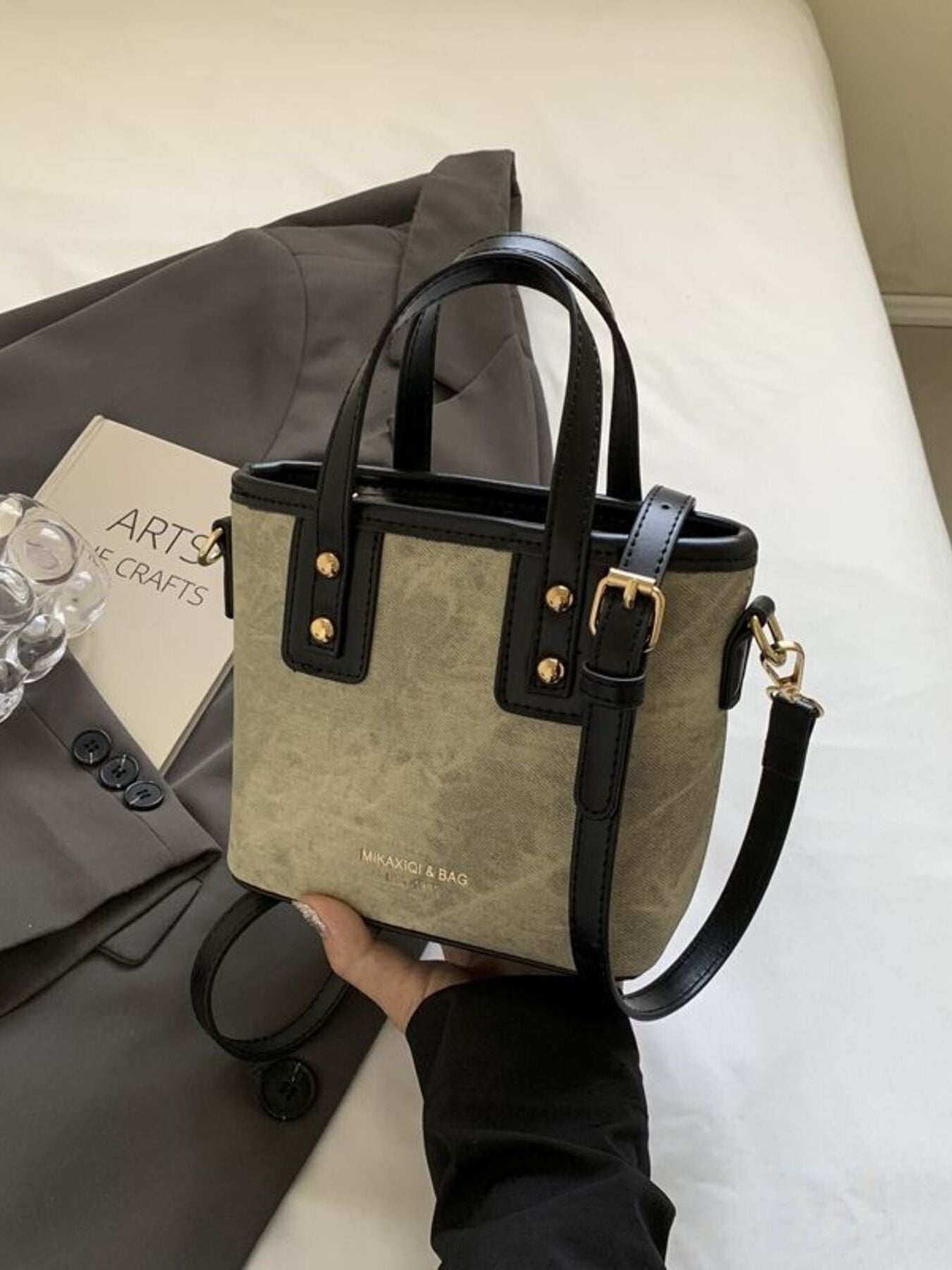 Top Handle Crossbody Bag - Black One Size -