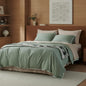 Luxury Sateen King Duvet Set - Soft Tencel & Cotton - Sage Green Contrast Queen - duvet set