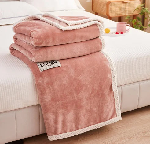 Super Soft Polyester Thick Coral Fleece Blanket Extra Soft Flannel Plush Blanket