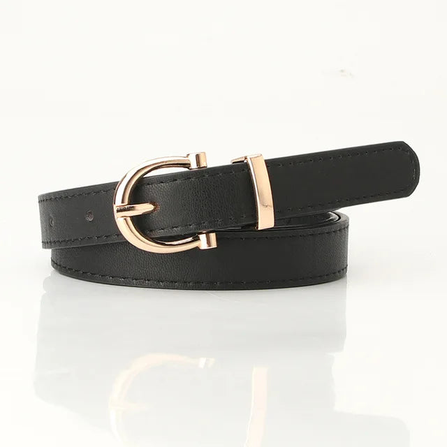 PU Leather Simple Metal Buckle Belt