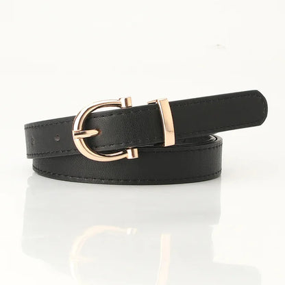 PU Leather Simple Metal Buckle Belt Black