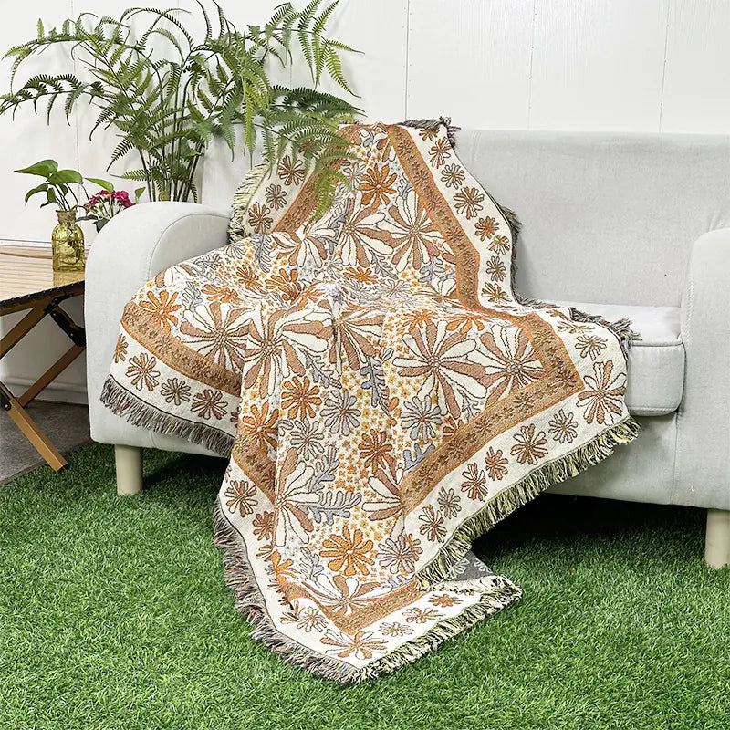 Bohemian Sofa Blanket - Premium Cotton Throw (In Stock) Kia Day Design
