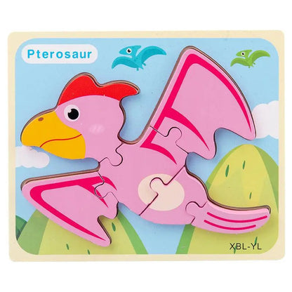 Wooden 3D Montessori Dinosaur Jigsaw Puzzles Pterodactyl