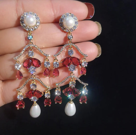 Ruby Drop Zircon Earrings Kia Day Design