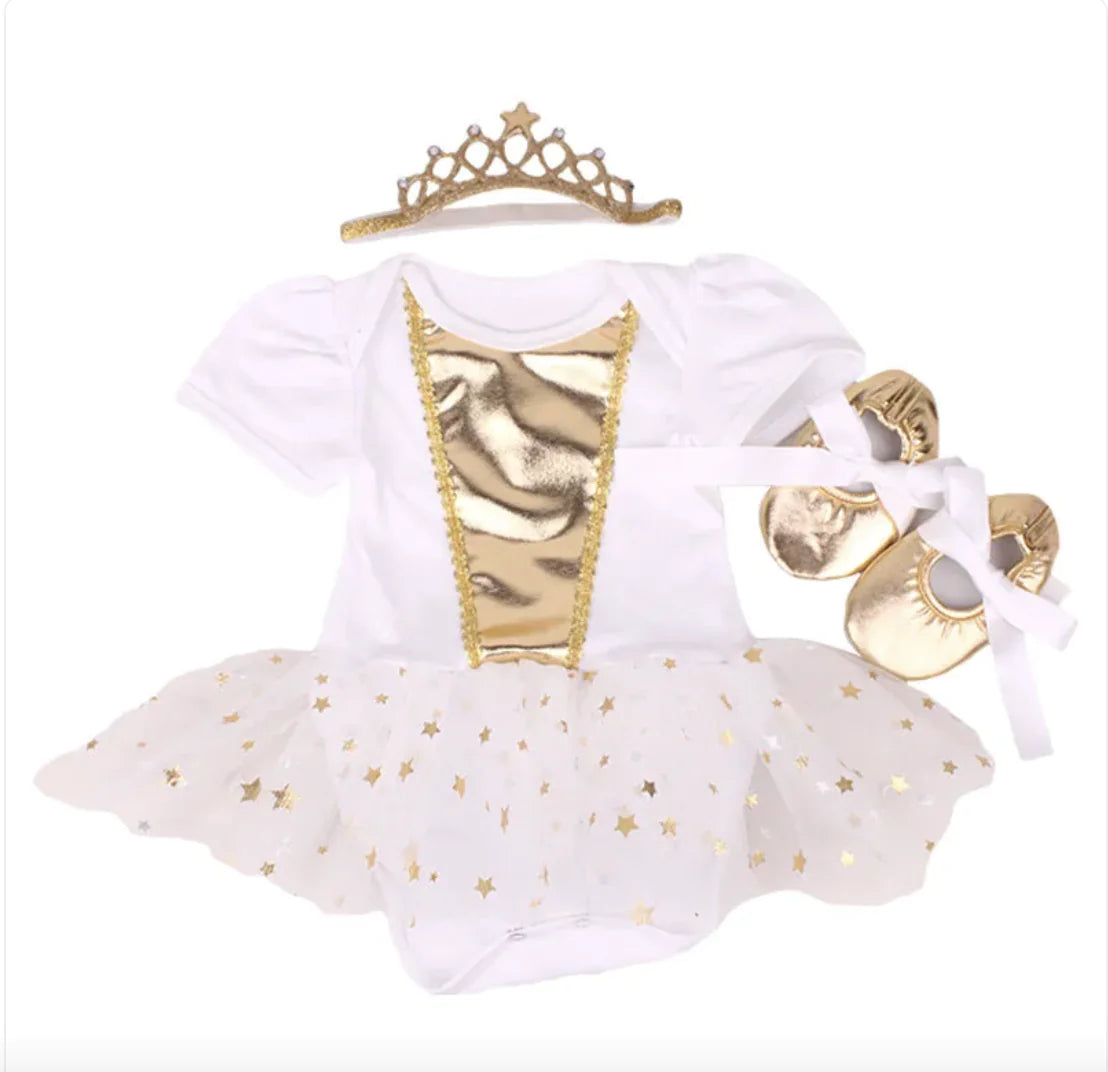 Ha Yi Three-Piece Dress Set - White Medium - baby dress
